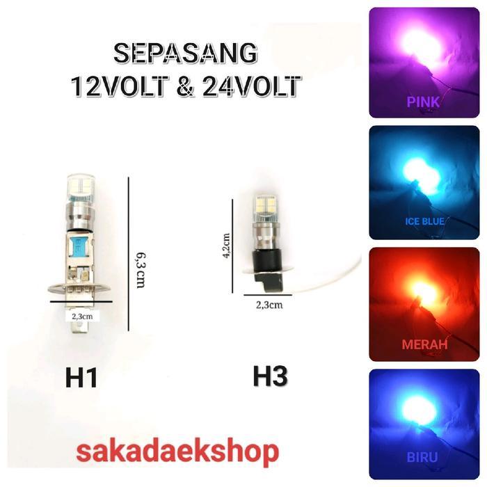 Sepasang Lampu Foglamp H3 8led 12V-24V Lampu Kabut Mobil Soket H3