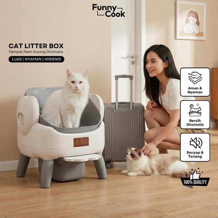 Cat Litter Box Kotak Pasir Kucing Besar UV Toilet Kucing Bak Pasir Kucing Litter Box Kucing Kotak