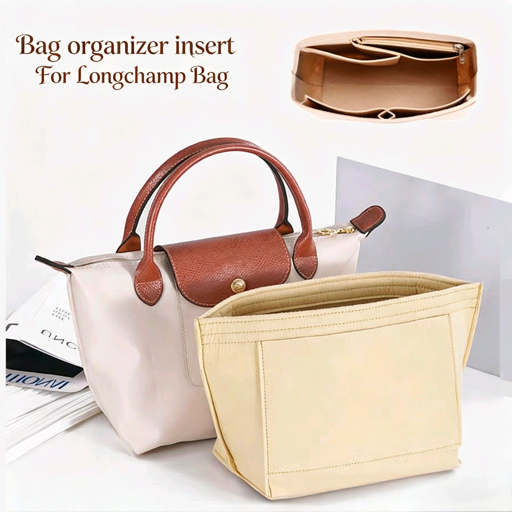 Felt Insert Bag Fits For Longchamp Handbag Liner Bag Felt Cloth Makeup Bag Support Travel Portable