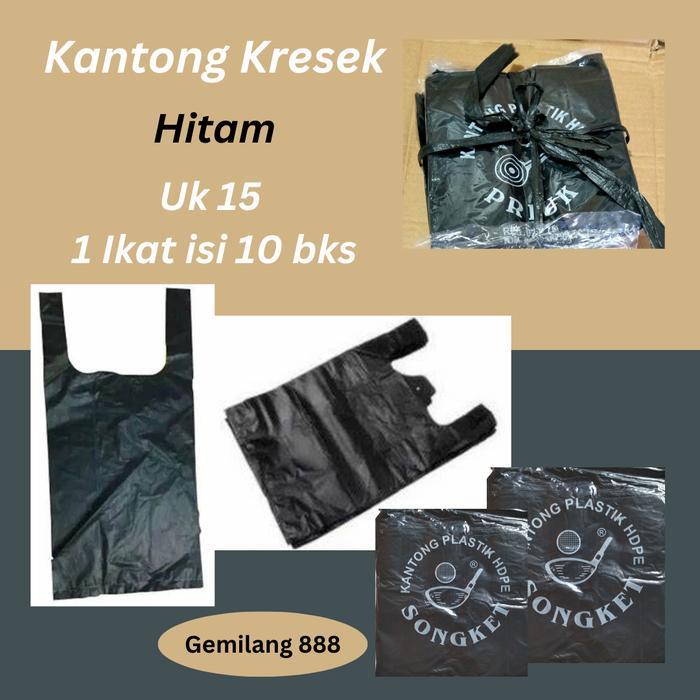 kantong Plastik hitam kecil, kantong Kresek kecil ukuran 15