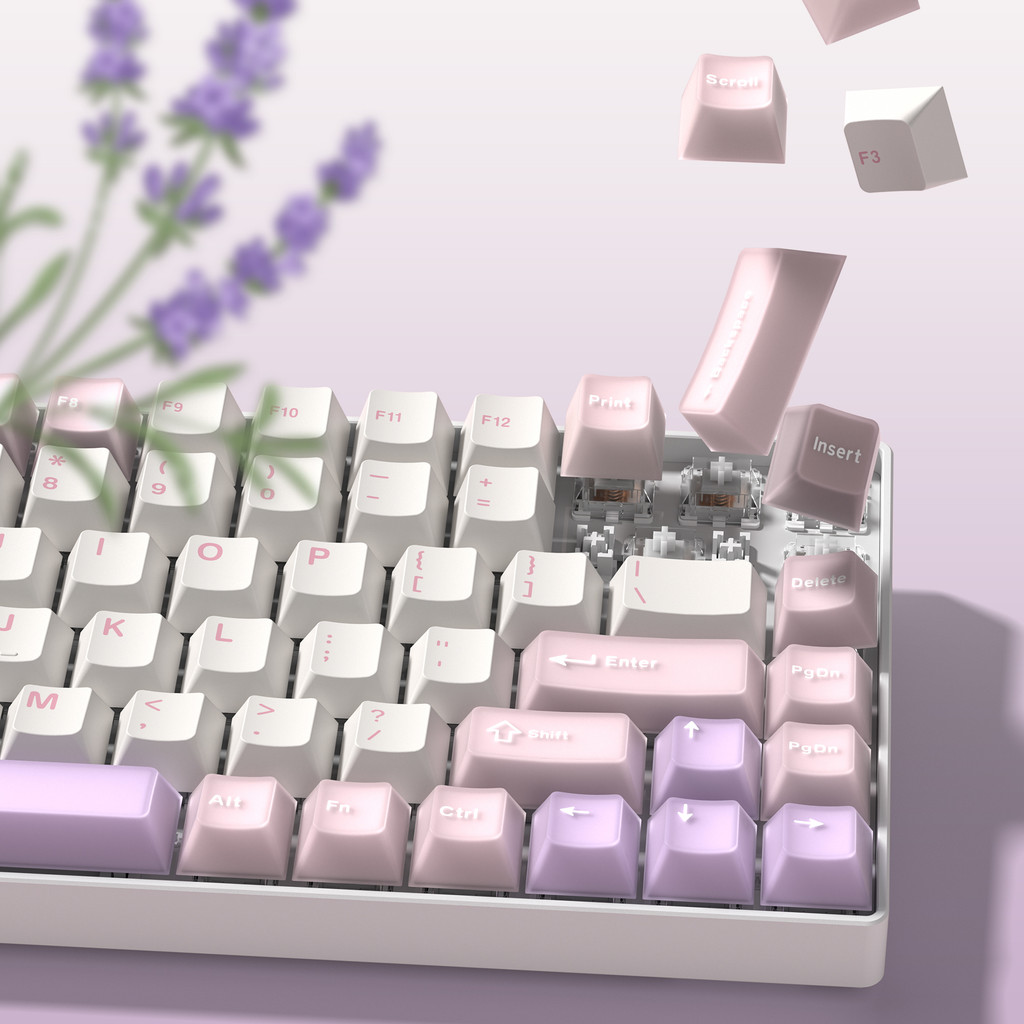 Womier 129 Keys Milk Powder Cube PBT+PC Cherry Profile Keycaps Set for 61/68/71/84/87/100/104/108