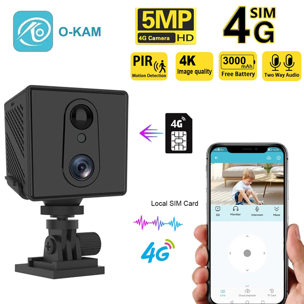 5MP Mini Camera 3000mAh Battery 64GB 4G SIM CardSurveillance Wifi Night Vision Motion Detection CCTV