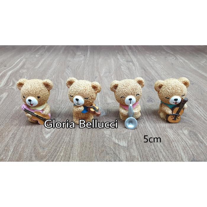 Selamat Datang Patung Pajangan Beruang Musik Miniatur Bear 4 Terima Kasih