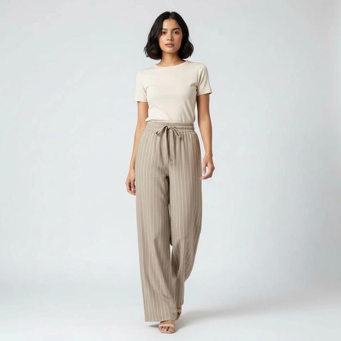 Groovy - Everyday Pants Celana Kulot Bahan Knit Bangkok Celana Wanita Strip Celana Kantor Kerja