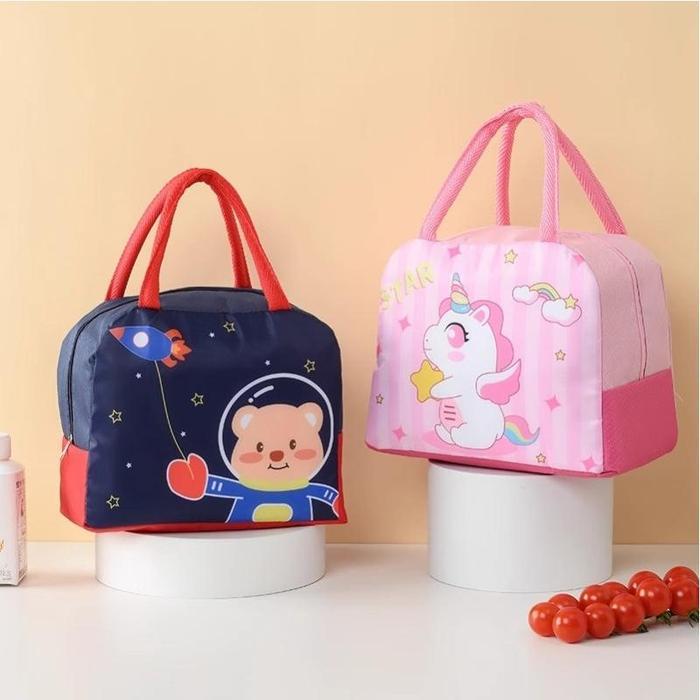 [Ready] Aimilo Tas Bekal Makanan Karakter Tas Tempat Makan Pendingin Portabel Lunch Bag Tas Bontot
