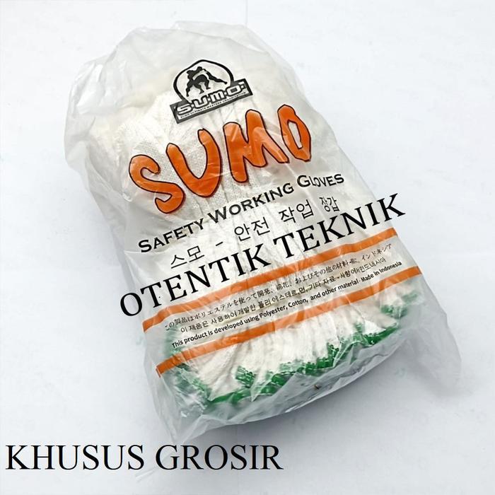 Sarung Tangan 3 Benang Sumo 1 KARUNG - Katun Putih - Isi 12 pasang - Hand Glove 1 BAL