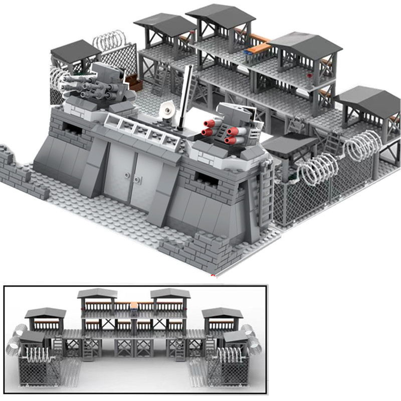 DIY WW2 Battlefield Bunker Bricks WW2 Military War Construction Compatible Figure Building Block