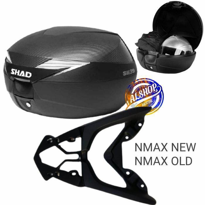 Paketan Box Shad Sh39 Sh 39 Carbon + Breket Box Nmax 155 Old Nmax New Baut Full Face Terbaru 