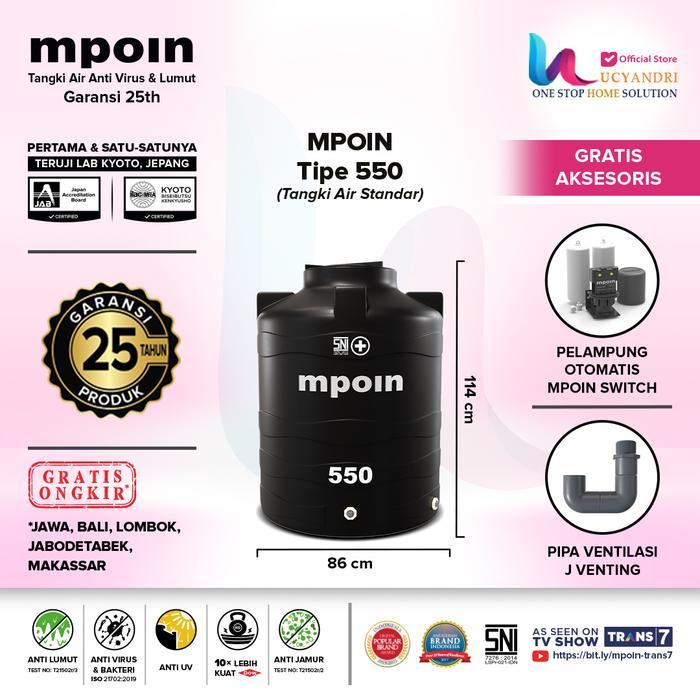 Harga Tangki Air MPOIN 600 Wave Toren Mpoin 600 Liter Mpoin Plus - Hitam