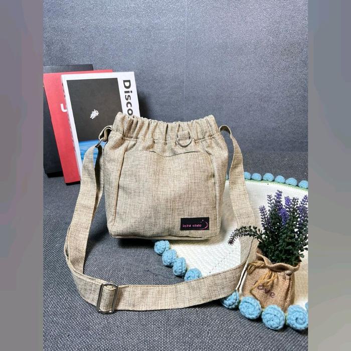 Tas Selempang Tas Bahu Dumpling Xl_ Sling Bag Wanita Cewek Kanvas Berkualitas Tinggi - Canvas, Model