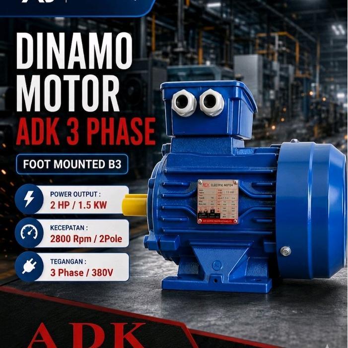 Dinamo Adk 2 Hp 3 Phase 2800 Rpm 380V Dinamo Motor Adk 2Hp