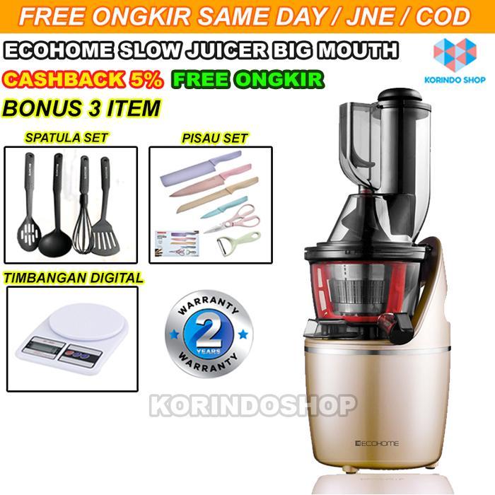 ECOHOME SLOW JUICER ESJ 999 BM - ECOHOME SLOW JUICER BIG MOUTH - gold