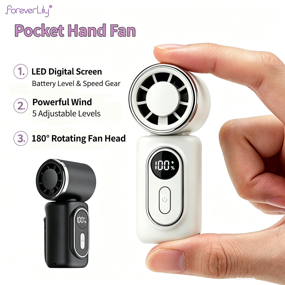 Outdoor Handheld Fan 12000RPM Turbo Fan USB Rechargeable 5 Speeds Wind Mini Cooling Fan for Travel
