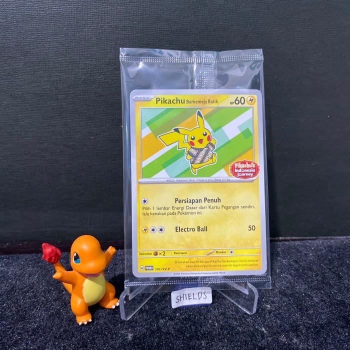 PROMO Pokemon TCG Indonesia - Pikachu Berkemeja Batik 101/SV-P Promo V1 Hijau BE5T QUALITY