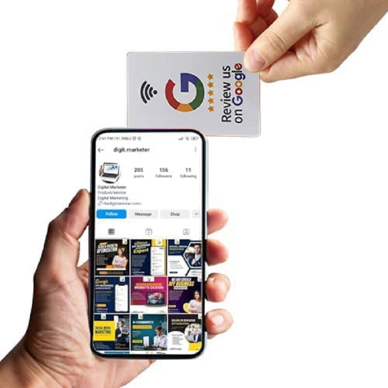 RFID Card Front Back AB Reusable Review Tap Card Google NFC Card Review Us on Google Tap Card