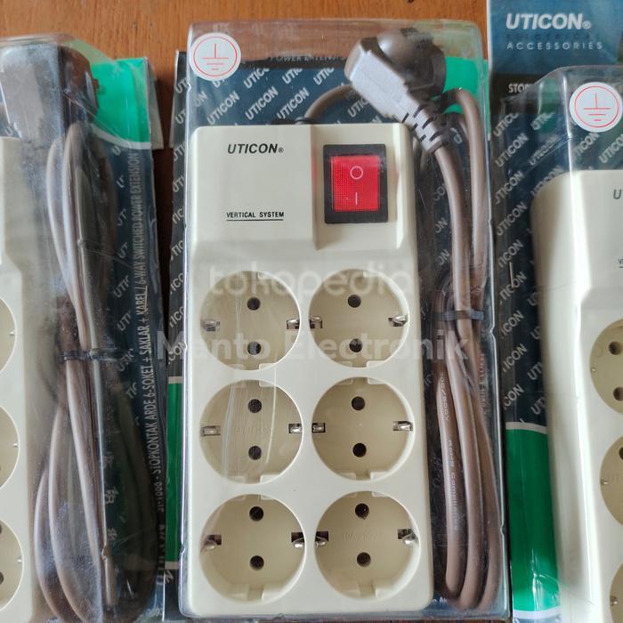 Aydaazani- Stop Kontak Colokan Listrik Uticon 6 Lubang + Kabel + On Off St-1668 [Kode 1Kode 2Kode
