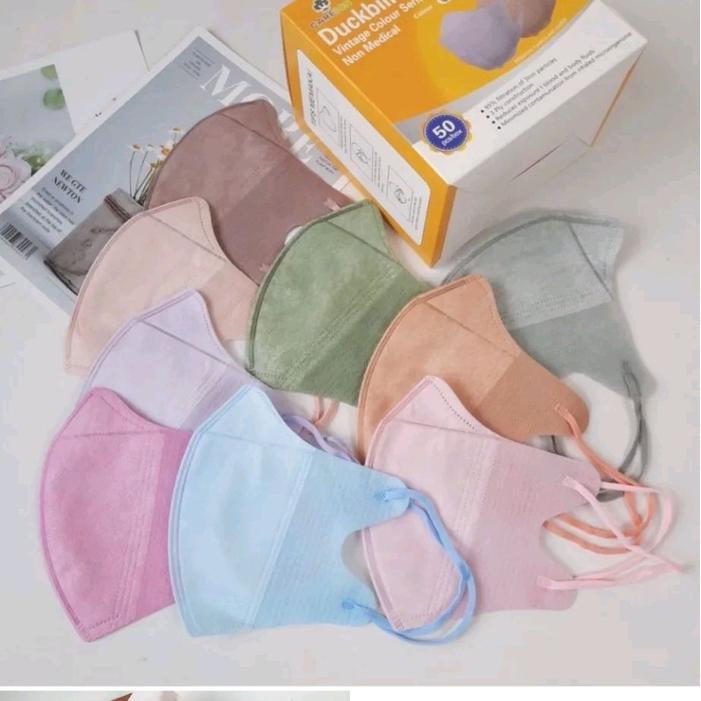 Masker duckbill wemaze warna pastel isi 50/duckbil mix warna/ masker soft non medis