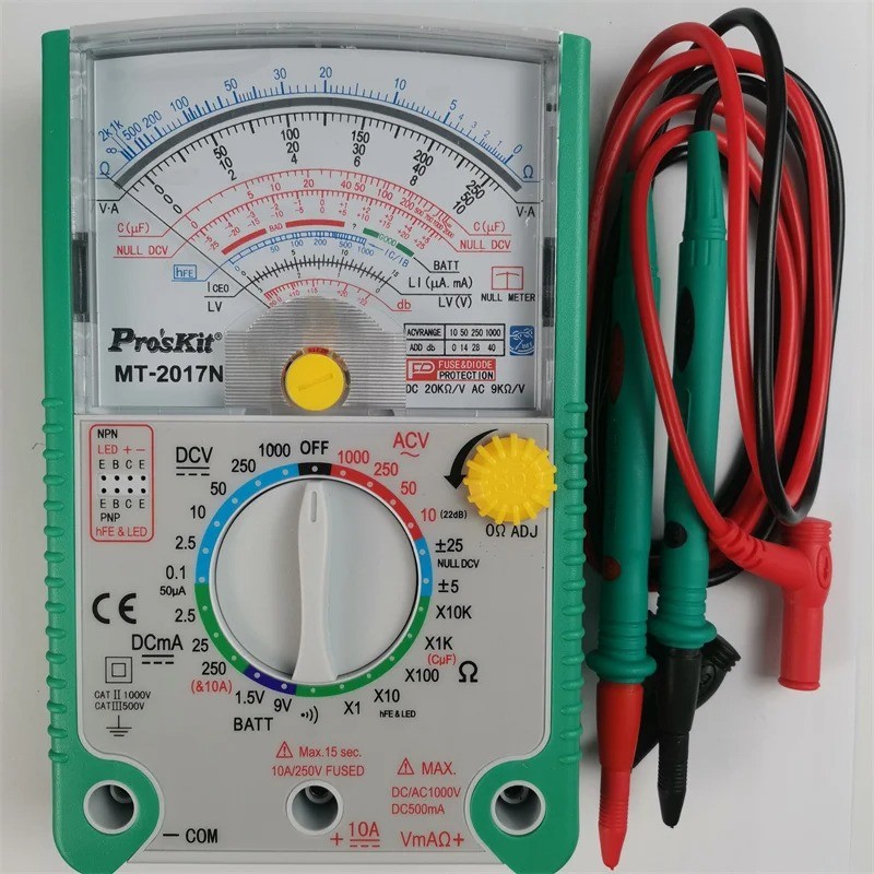 Pro'sKit Analog Pointer Multimeter MT2017 MT2019 Safety Standard Protective Function Ohm Test Meter