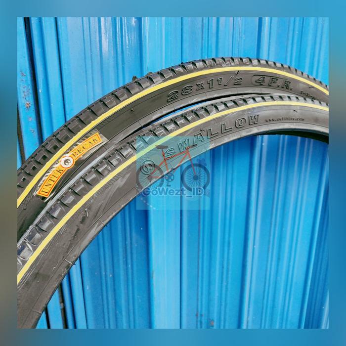 Ban Luar Sepeda Ukuran 28 X 1 12 Swallow 4Pr Hitam List Kuning Becak Terbaru 