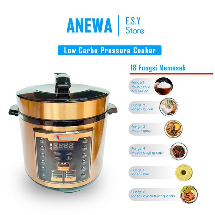 ANEWA Low Carbo Pressure Cooker 18 Fungsi Alat Masak Serbaguna 6L Hemat Waktu Praktis & Mudah Diguna
