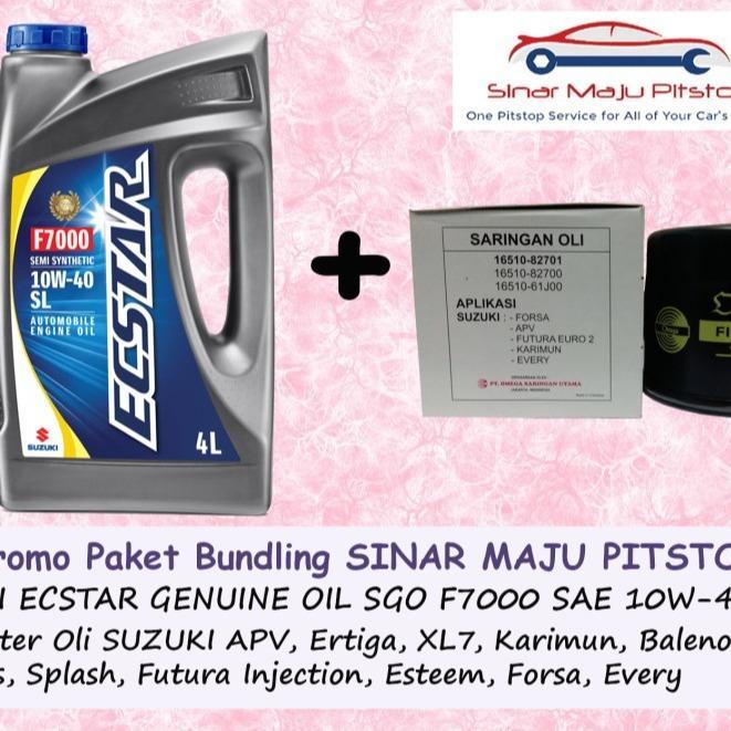 Promo Paket Bundling Oli Sgo Ecstar 10W-40 Sl Original 4 Liter & Filter Mobil Suzuki Apv & Ertiga &