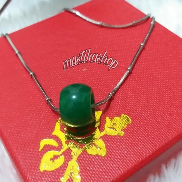 Kalung Batu Giok Cina Model Bulat Hijau Asli