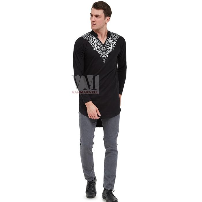 k468 Vm Gamis Hitam Gamis Jumbo Gamis Pria Baju Koko Hitam Panjang