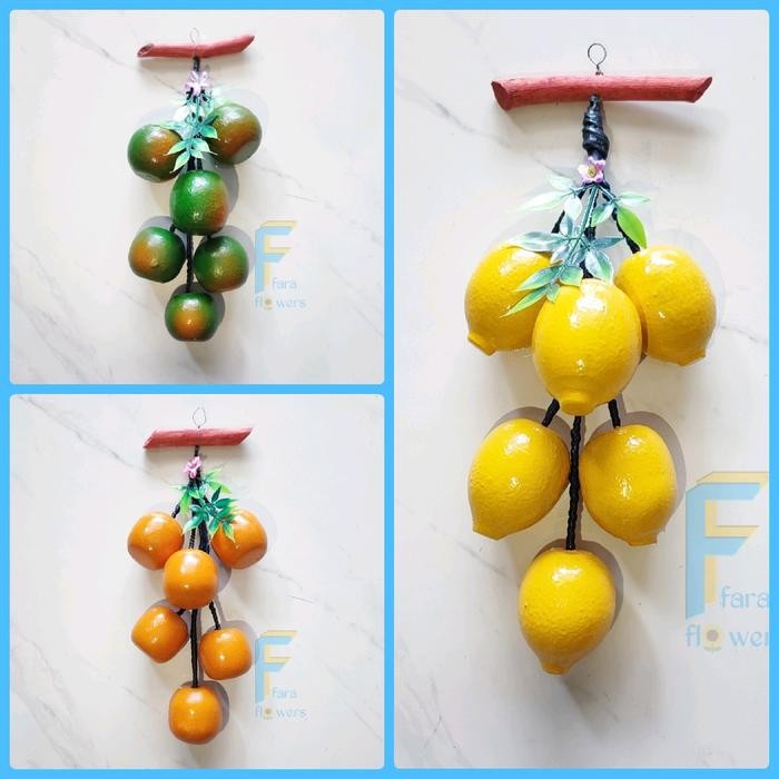 Top hiasan dinding buah palsu dekorasi buah gantung kayu