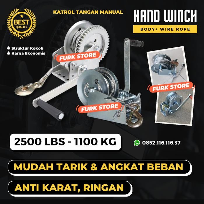 Hand Winch Katrol Manual 2500LBS, Katrol Manual, Katrol Seling