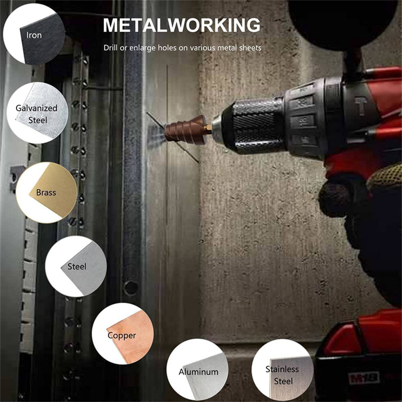 M35 5% Cobalt HSS Step Drill Bit for Metal HSS CO 4-32mm Hex Shank Stepped Drill Bits Cone Drilling 