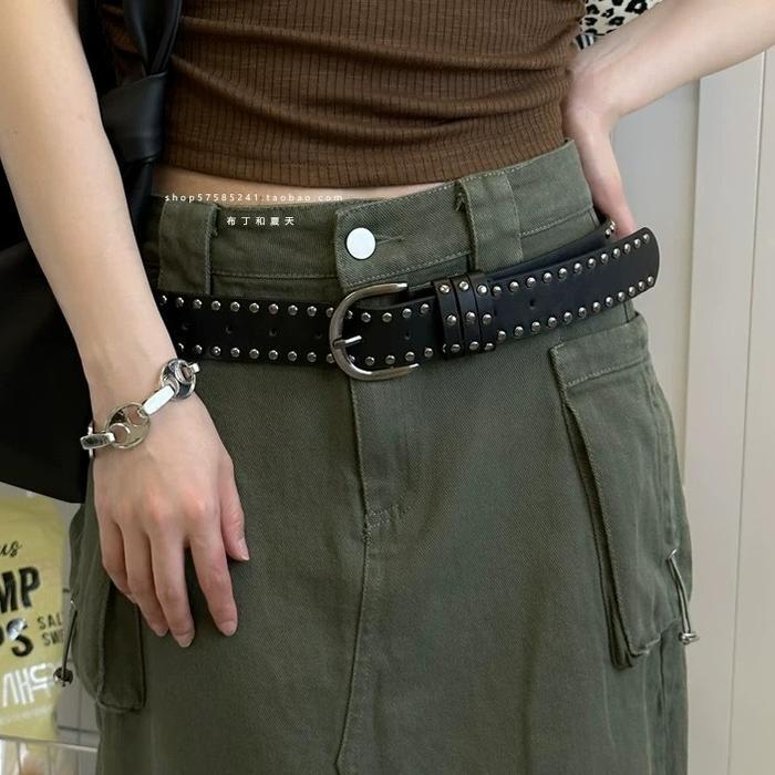Terlaris belt wanita fashion Punk dan y2k Ikat pinggang wanita pria belt gaya punk gaya rock sabuk