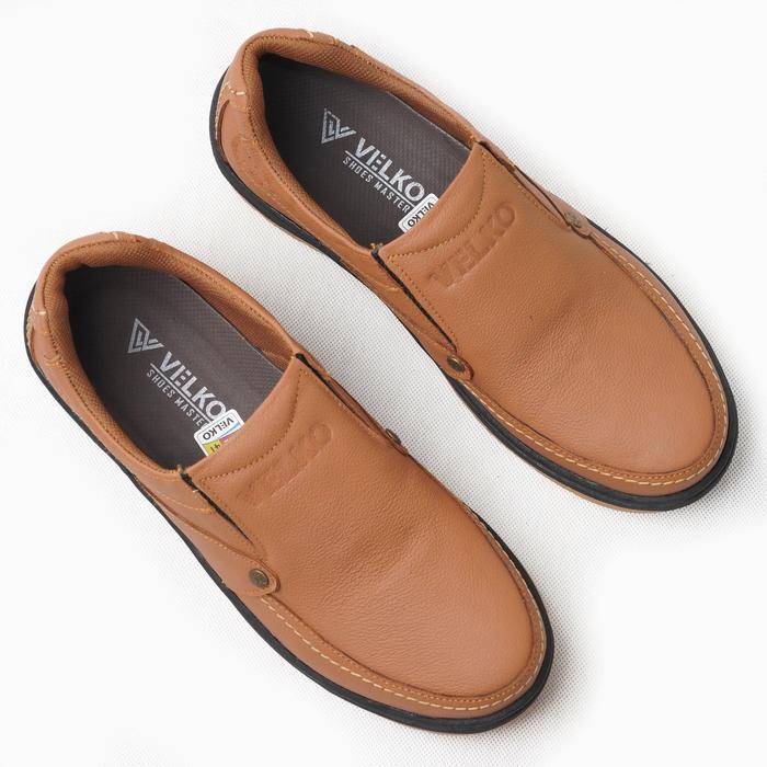 Sepatu Slip On Kulit Sapi Asli Original Velko Flat Shoes Pria Flat Shoes Sepatu Cowok