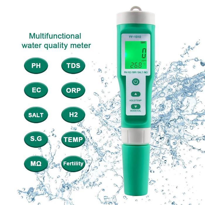 Yy-1010 Ph Meter Tds Orp Ec Salinity H2 S.G Tester Aquarium Pool Water Test Tool Solution Fertilizer