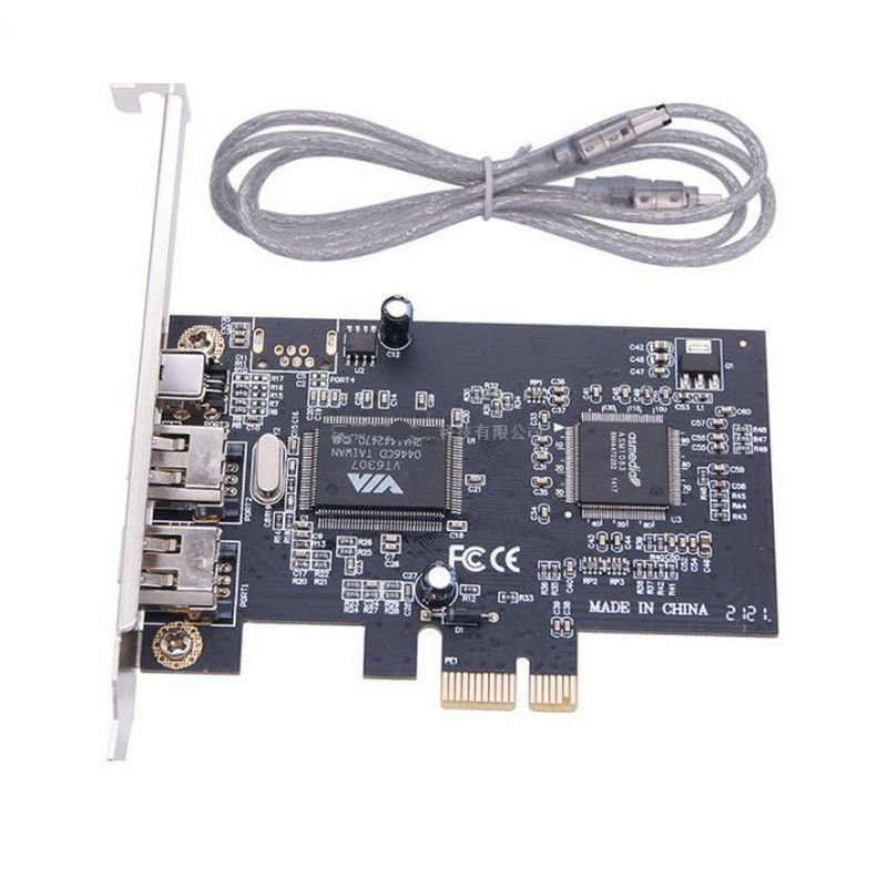 PCIe 1394 Card DV HDV HD video capture PCIe 1394 A B FireWire card 1394 to PCI-e 1X for Desktop