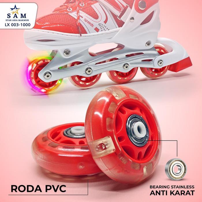 Sepatu Roda Anak Remaja Dewasa Sepatu Olahraga Roda Pvc Menyala Uniseks 003-1000 Original