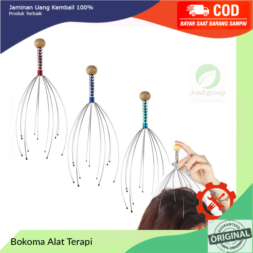 PROMO DISKON  HEAD MASSAGER REFLEKSI TERAPI WANITA PRIA / ALAT PIJAT KEPALA BOKOMA BENTUK GURITA 12 