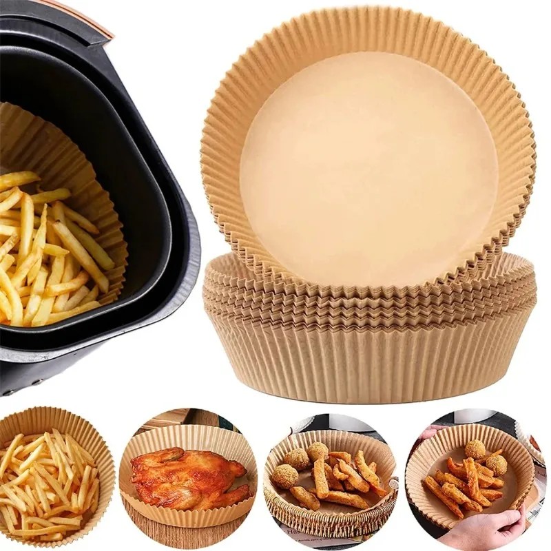 50/100/200Pcs Disposable Air Fryer Paper Round/ Special Paper Food Silicon Oil Paper Air Fryer Rs