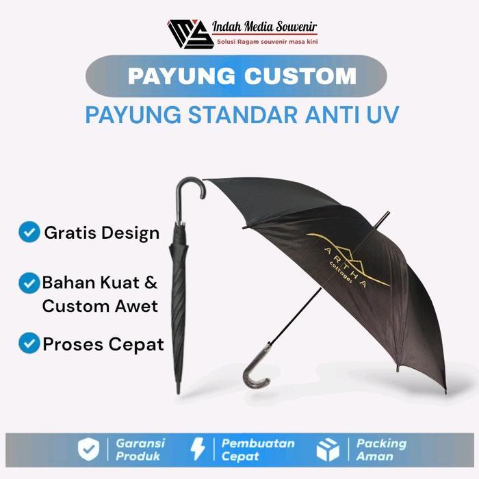 Payung Si Custom Logo Payung Standar Sablon Logo Souvenir Perusahaan & Event Payung Custom Logo