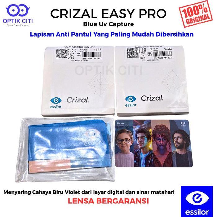 Lensa Kacamata Blueray Crizal Essilor Easy Pro 1.56 Blue Uv Capture Original