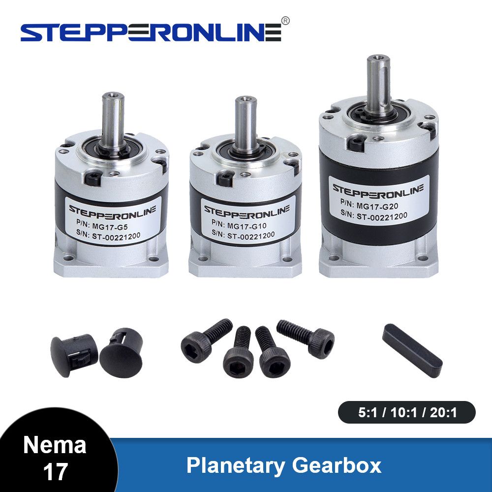 STEPPERONLINE Nema 17 Planetary Gearbox Motor Speed Reducer Ratio 5:1/10:1/20:1 5mm Input for Nema17