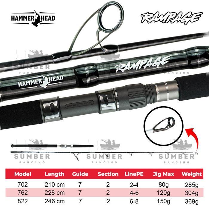 HAMMER HEAD Joran Popping RAMPAGE 210 - 246cm Carbon X-30 Blank Fuji Guide 2 Section EVA Handle Manc