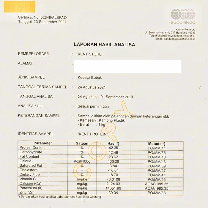 bubuk kedelai murni kent PROTEIN