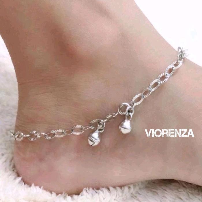 GELANG KAKI NORI UKIR PERAK 925 / PERHIASAN GELANG KAKI WANITA SILVER LAPIS EMAS PUTIH / GELANG KAKI