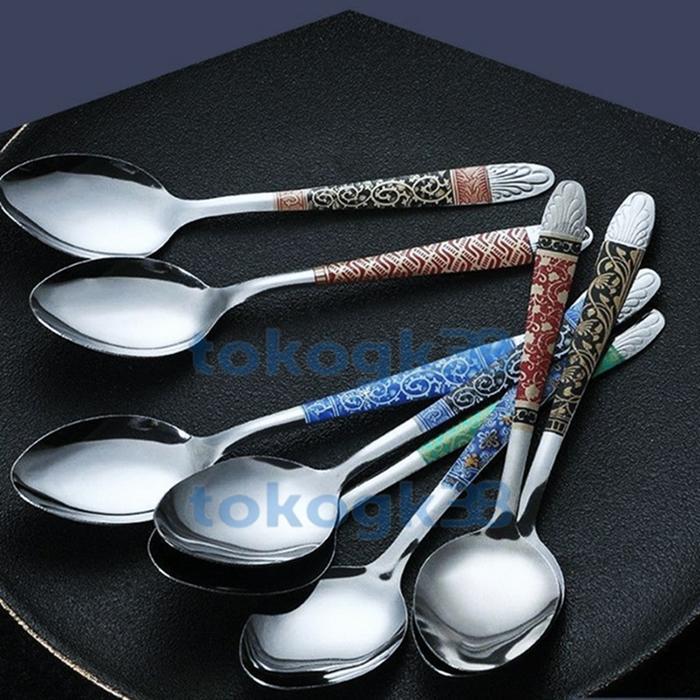 Sendok Makan Stainless Motif Batik 1 lusin