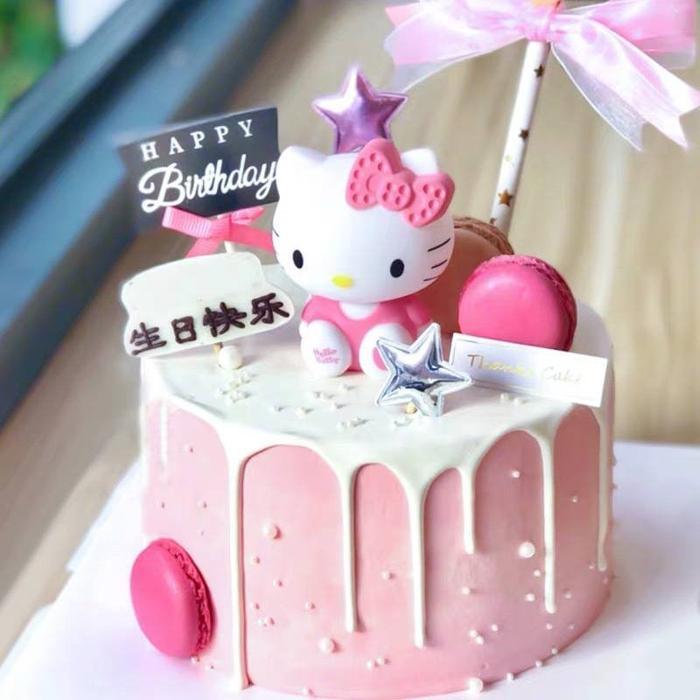PAJANGAN FIGURE KUE ULANG TAHUN HELLO KITTY / HIASAN HELLOKITTY KUE ULANG TAHUN HELLOKITTY ANAK