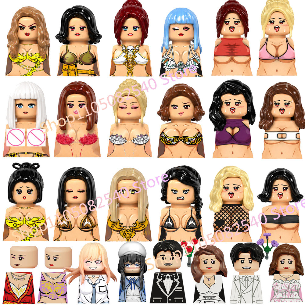 18+ Adult Mini Cartoon Action Figure Building Blocks Bikini Beauty Sex Woman Toys Tattoo Boy