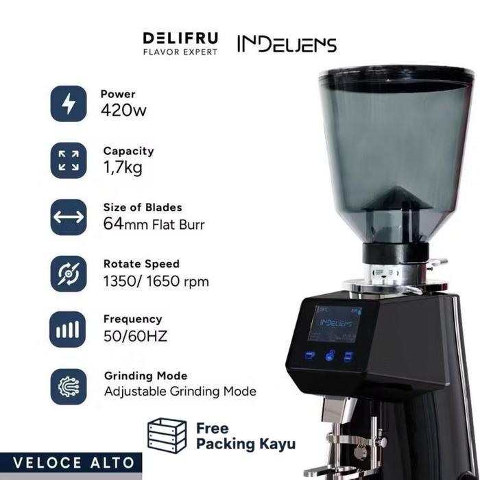 Indeljens Coffee Grinder Dital Veloce Alto Mesin Pengiiling Biji Kopi Espresso