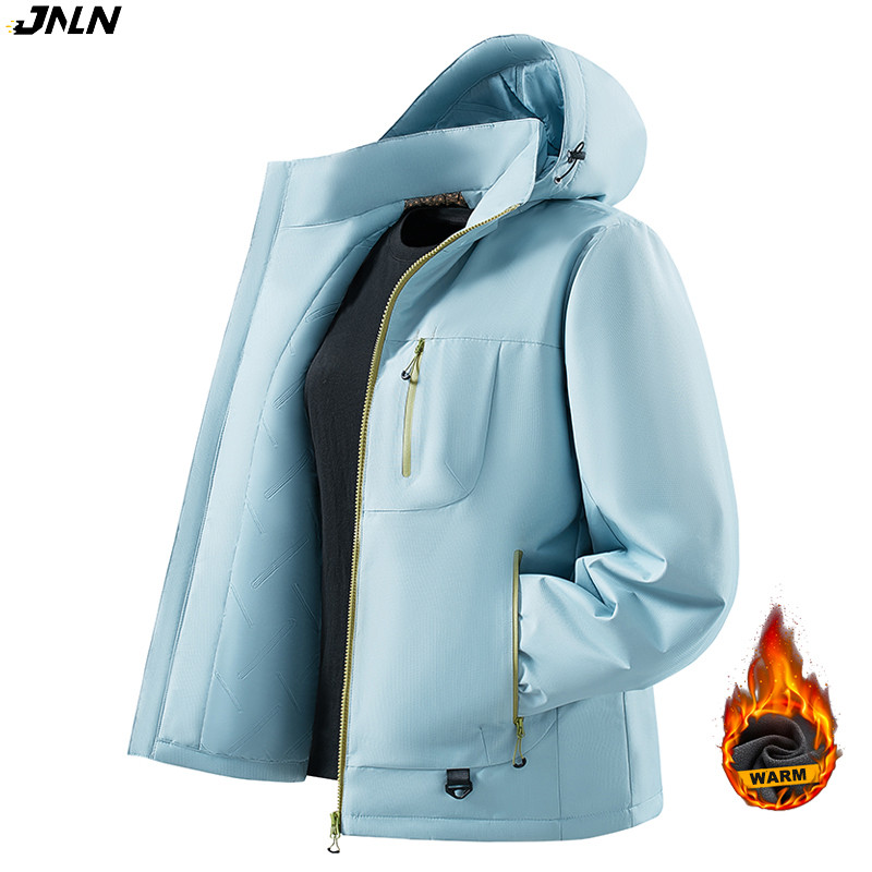 JNLN Women Waterproof Fleece Jacket Graphene Inner Winter Windproof Thermal Windbreaker Hiking