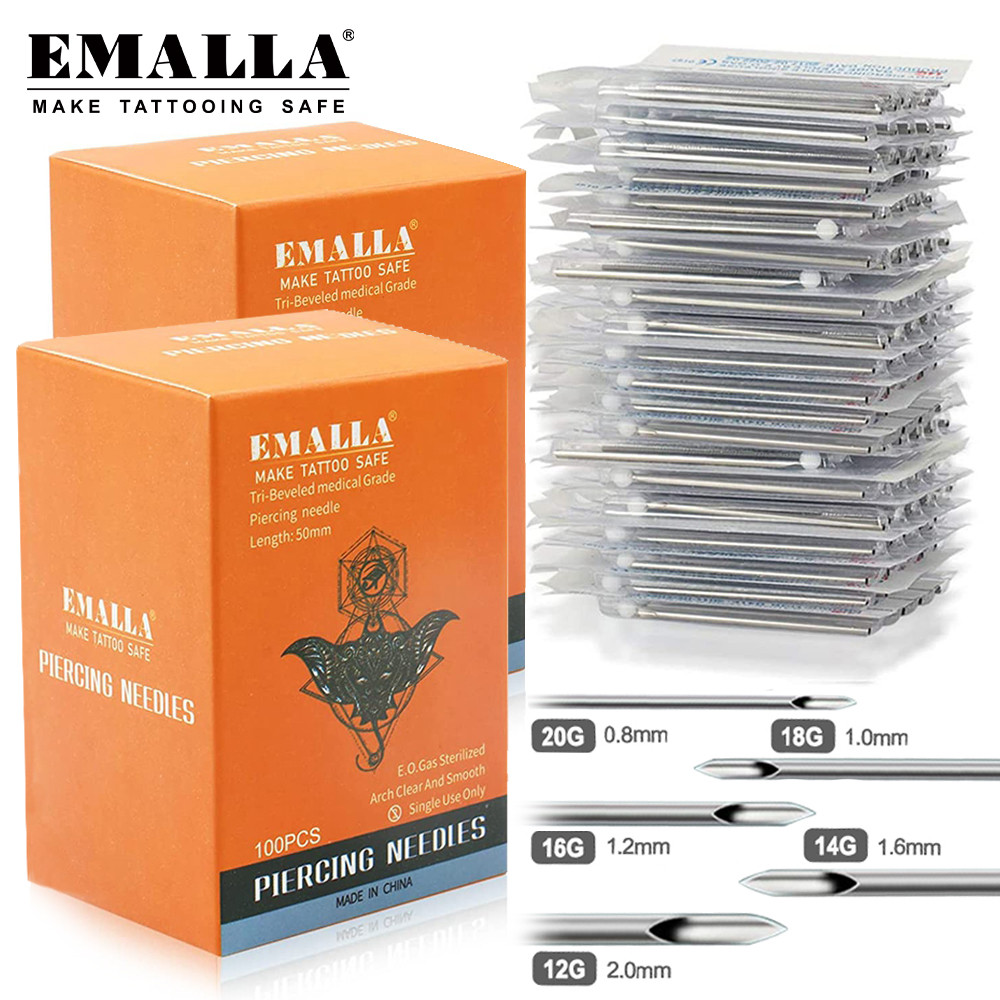 100/50/5pcs Disposable Piercing Needles 12G 14G 16G 18G 20G Ear Nose Navel Nipple Sterile Piercing