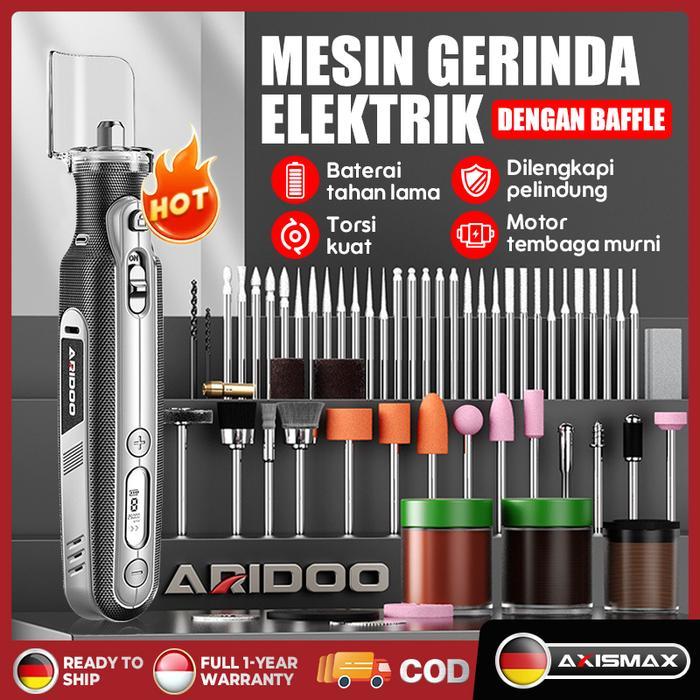 AXISMAX Mesin Bor Mini Cordless 380 Dinamo Kuat Mini Grinder Set 8 Speed Digital Display LED Lampu
